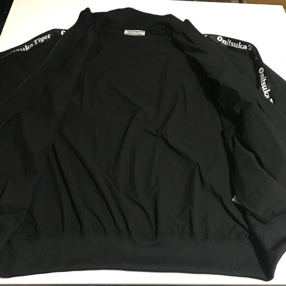 Onitsuka Tiger Mens XL Windbreaker Jacket Full Zip Black Streetwear Olympic - Picture 4 of 11